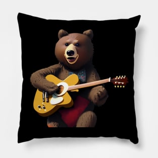 Bear playing a guitar Pillow