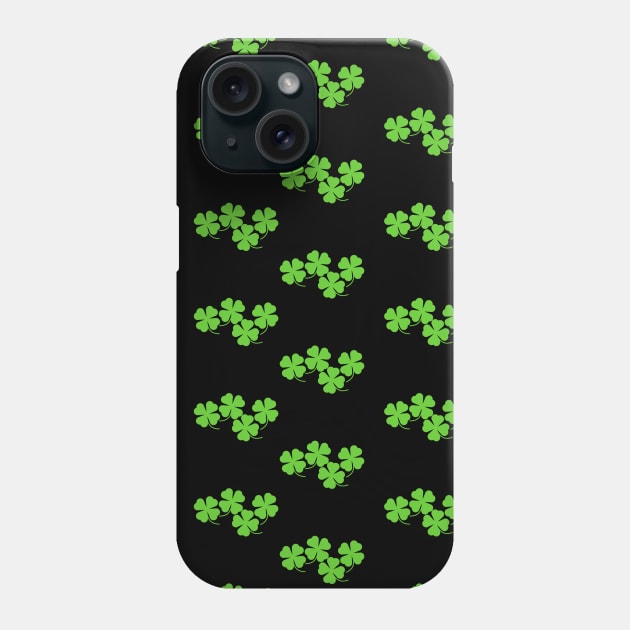 Four Leaf Clover Pattern in Black Phone Case by Kelly Gigi