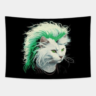 80s Metal Cat With Mullet Tapestry