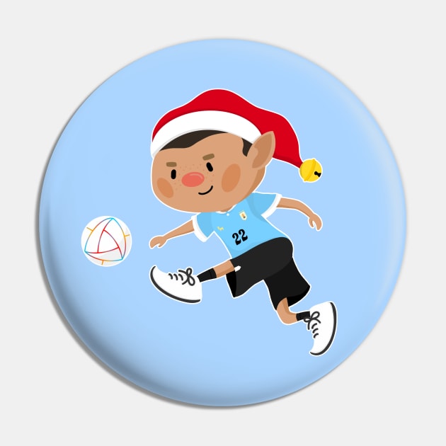 Uruguay football Christmas elf. Football World Cup soccer T-Shirt Pin by abtchlr