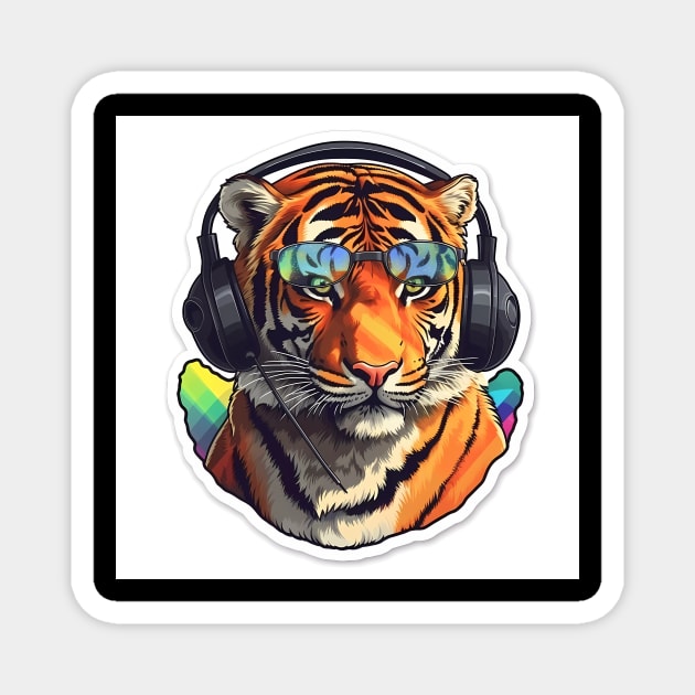 Tiger in Rainbow colors Magnet by FantasyDesignArts