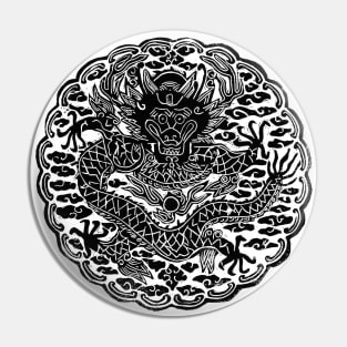 Lino cut - Mythical Korean dragon Pin