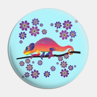 Rainbow chameleon Pin