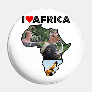 I Love Africa Wildlife Collage Map Pin