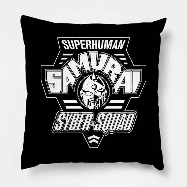 Superhuman Samurai Syber-Squad (WHITE) Pillow by TheUnseenPeril