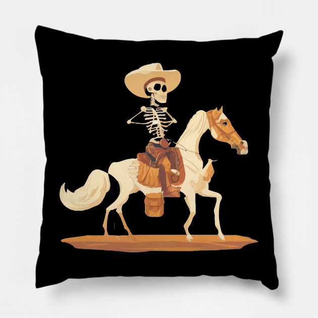 Skeleton cowboy Pillow by Moulezitouna