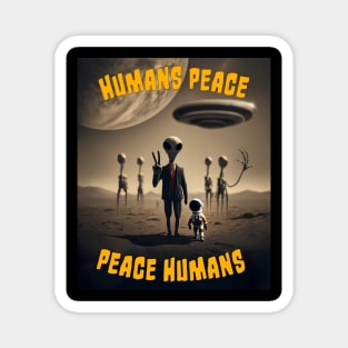 Humans Peace, Peace Humans, Retro Science Fiction Horror Magnet