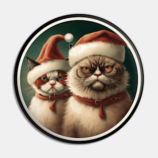 Funny Family Christmas Angry Cats With Santa Hat Pin