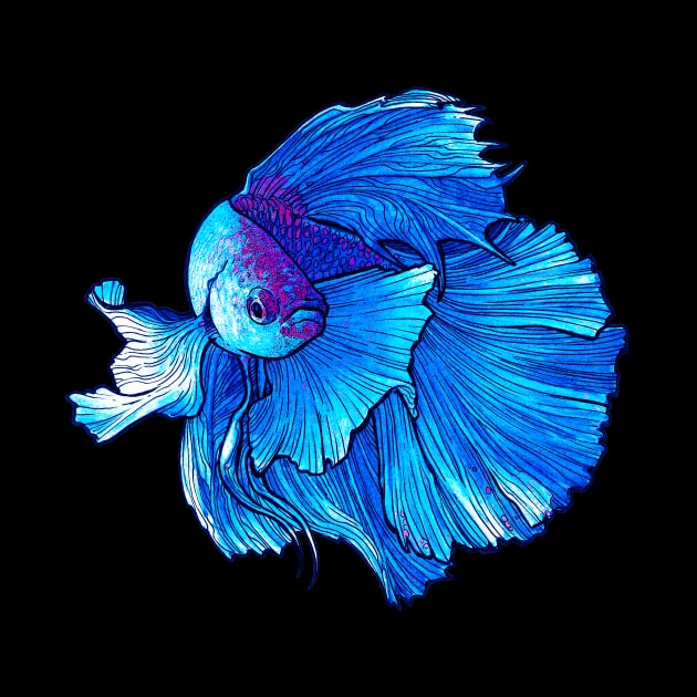 Blue Betta Fish by OceanLife