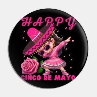 Dabbing GIRL sunglasses happy Cinco De Mayo Let's Fiesta Mexican Party Pin