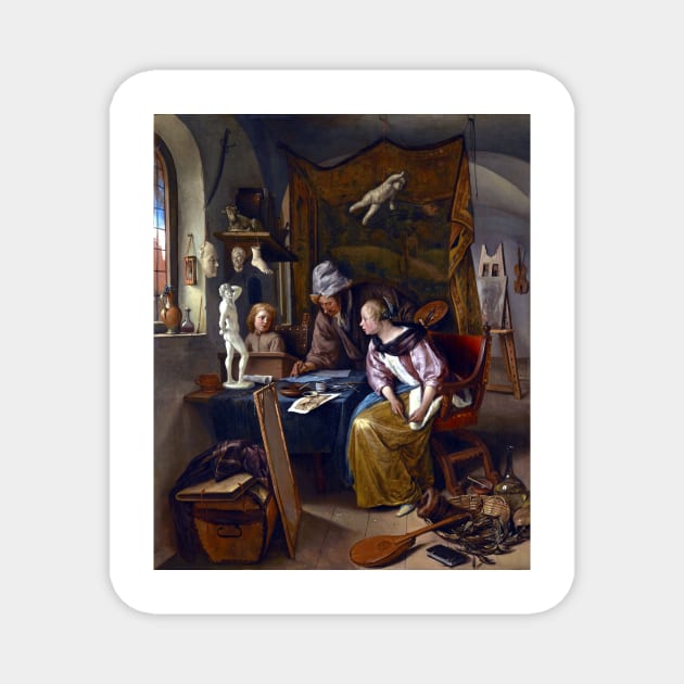 Jan Steen The Drawing Lesson Magnet by pdpress