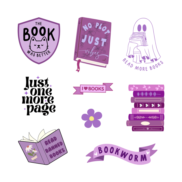 Purple Bookish Pack by medimidoodles