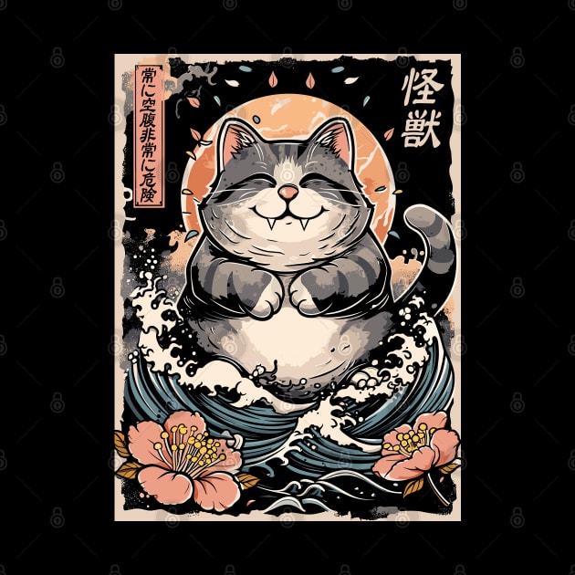 Japanese Kaiju Cat Neko Zilla Sea Wave, Men, Women, Kids by Apocatnipse Meow