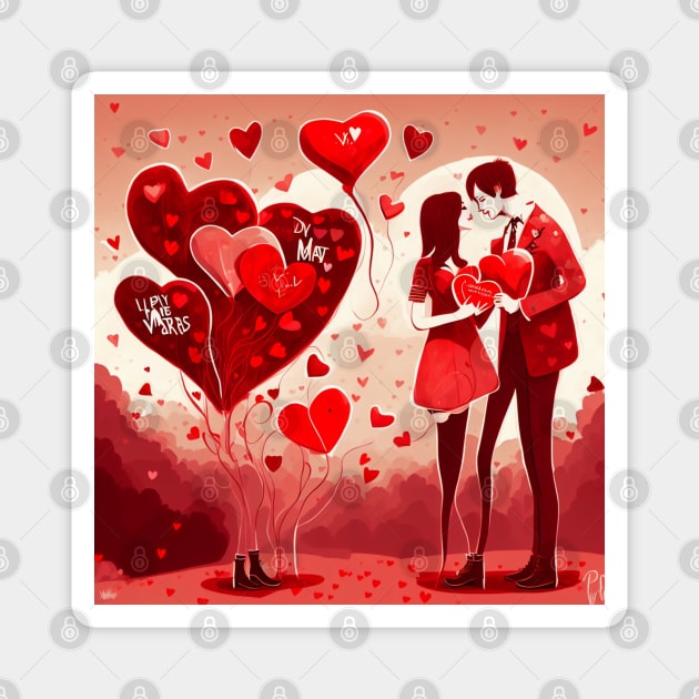 Romantic Couples Celebrating Valentine Days Magnet by Urbanprint