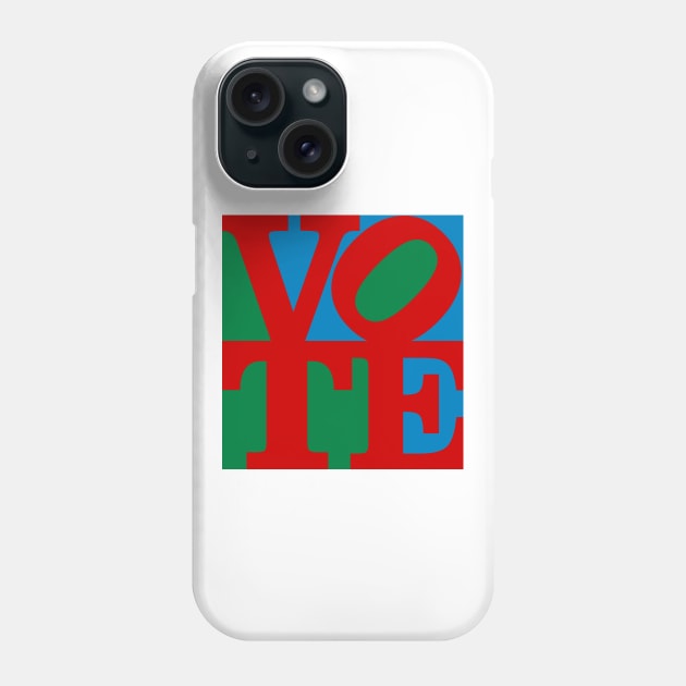 VOTE (red on blue and green) Phone Case by Designs_by_Tom