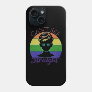 PRIDE Month Can't See Straight Rainbow Retro Sunset Phone Case