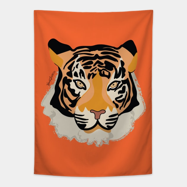 Tiger Orange Tapestry by Frannotated