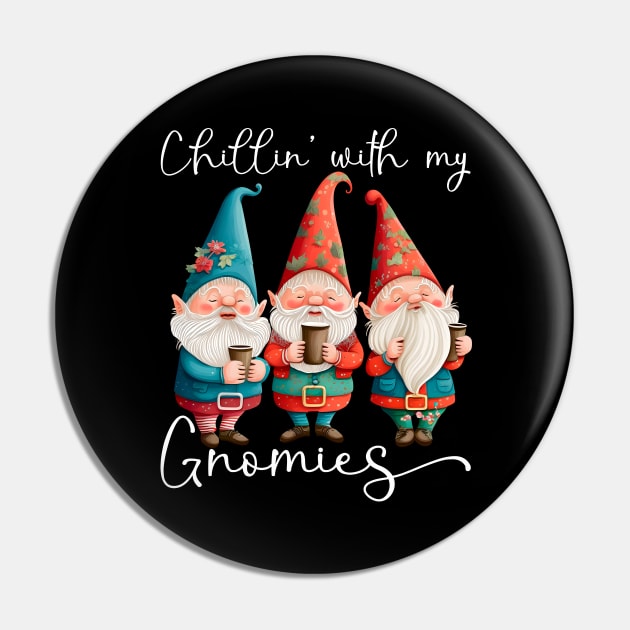 Chillin With My Gnomies Funny Coffee & Gnome Lovers Floral Easter Pin by Ai Wanderer