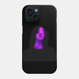 Beautiful girl, with closed eyes. Dark but beautiful. Violet, blue, glow. Phone Case