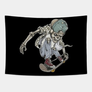 Skateboard skeleton background Tapestry