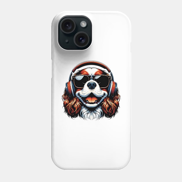 Cavalier King Charles Spaniel as Smiling DJ in Japanese Art Style Phone Case by ArtRUs