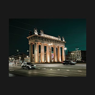 Moscow Triumphal Gate in the city of Saint Petersburg // Night photography T-Shirt