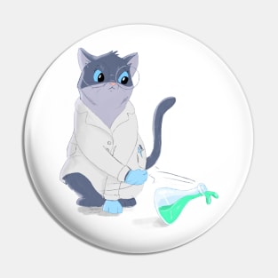 Curious science cat Pin