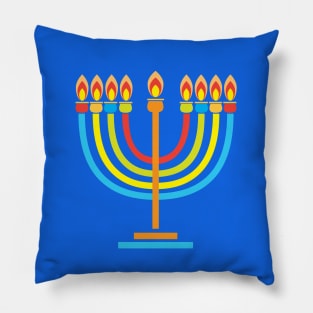 Menorah Jewish Holiday Hanukkah Party Decoration with traditional Chanukah symbol hanukkiah menorah candlestick with candles, star of David Pillow