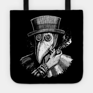 Vintage chill plague doctor smoking pipe Tote