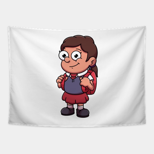 Girl In School Outfit Cartoon Tapestry by TheMaskedTooner