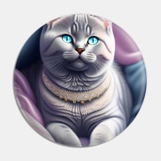 Sparkling British Shorthair Cat Unwinds in Comfort Pin