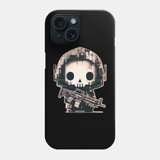 Kawaii retro pixel skull soldier Phone Case by TomFrontierArt
