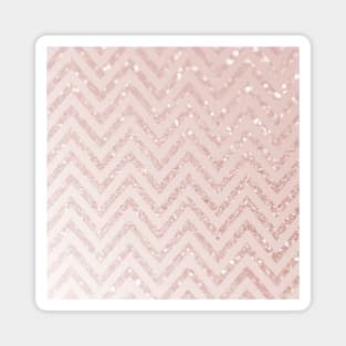 Pink Glitter Girly Chevron Stripe Pattern Magnet