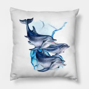 Dolphins swimming Everybody Loves Dolphins and this is a Lovely Dolphin Design Pillow