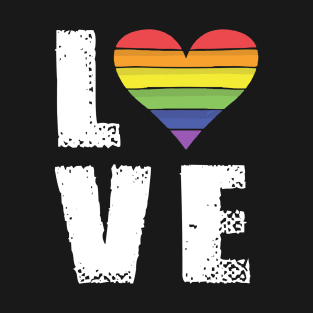 More color more pride love rainbow heart gay flag T-Shirt