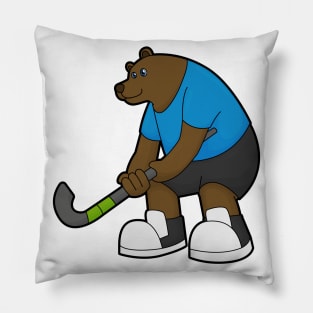 Bear at Hockey with Hockey stick Pillow