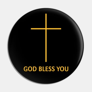 God Bless You (Christian Blessing / Religion / Gold) Pin