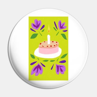 Cake and Flowers - Happy Birthday! Pin