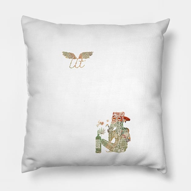 LitQ - Valentines day wine anime art print Pillow by LitQ