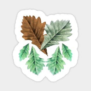 A leaf together with other leaves in an old vintage foliage. Magnet