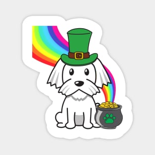 Cute white dog is a leprechaun Magnet