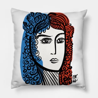 French Portrait Minimal Art Pillow