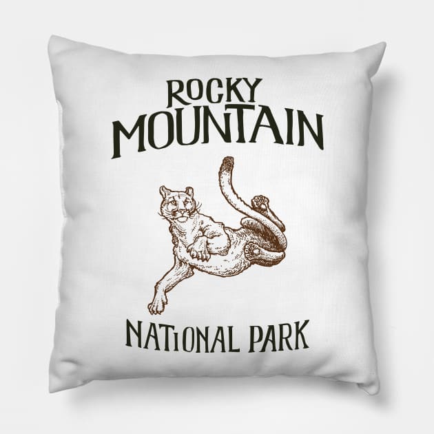 Rocky Mountain National Park: Falling Mountain Lion Pillow by calebfaires