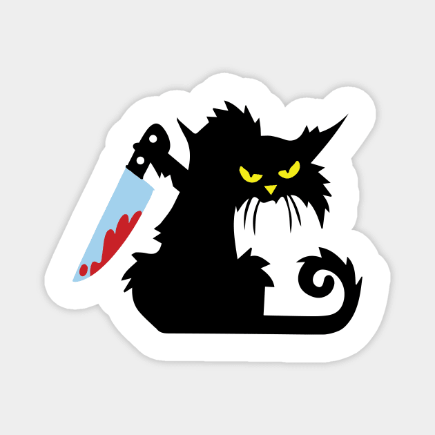 Mad Cat Bloody Knife Magnet by HBfunshirts