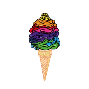 Rainbow Soft Serve Whippy Icecream Cone Graphic Art T-Shirt