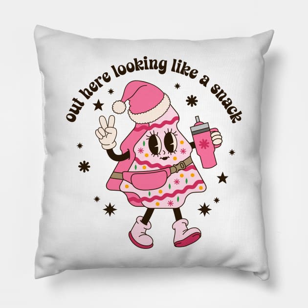 Out Here Looking Like A Snack Cute Boo Jee Xmas Tr T-Shirt Pillow by Hobbybox