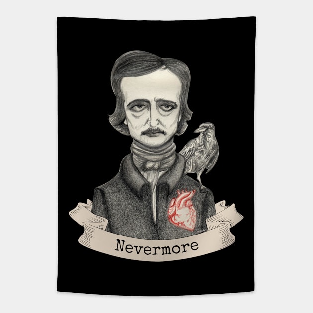 Edgar Allan Poe - Nevermore Tapestry by Pendientera