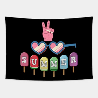 Hello Summer Vacation Ice Cream Popsicle Ice Lolly Tapestry