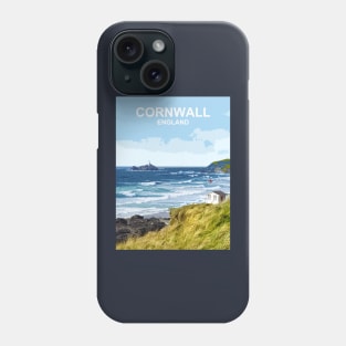 Cornwall, England UK. British seaside landscape art Phone Case