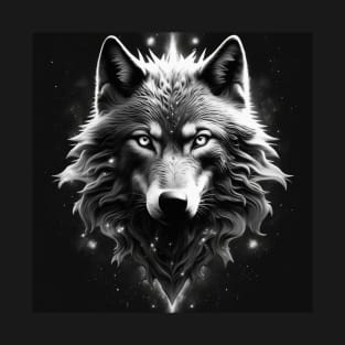 Black and White Cosmic Wolf T-Shirt